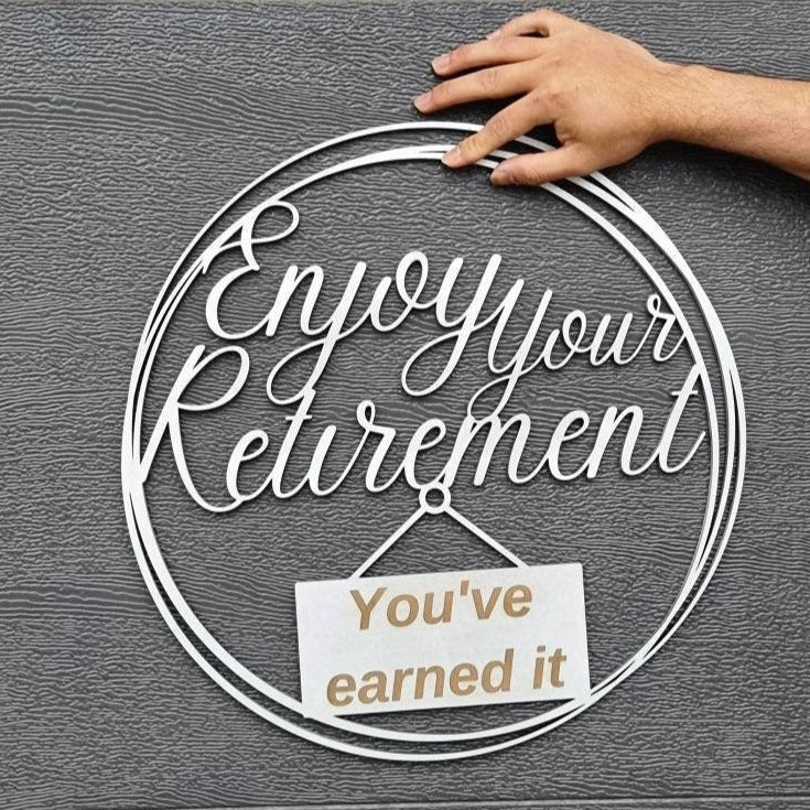 Custom Retirement Hoop Sign, Personalised Creative Gift/ Wooden Wall/ Hanging Hoop, Wedding/ Birthday/ Engagement Decor