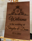 Custom Timber Wedding Welcome Sign, Personalised Rustic/ Vintage/  Boho, Country Hippie style Wooden Names, Ceremony/ Event/ Engagement/ Bridal Shower/ Birthday Signage on Easel