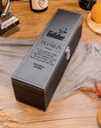 Personalised UV printed premium leather wine box gift set with 4 accessories