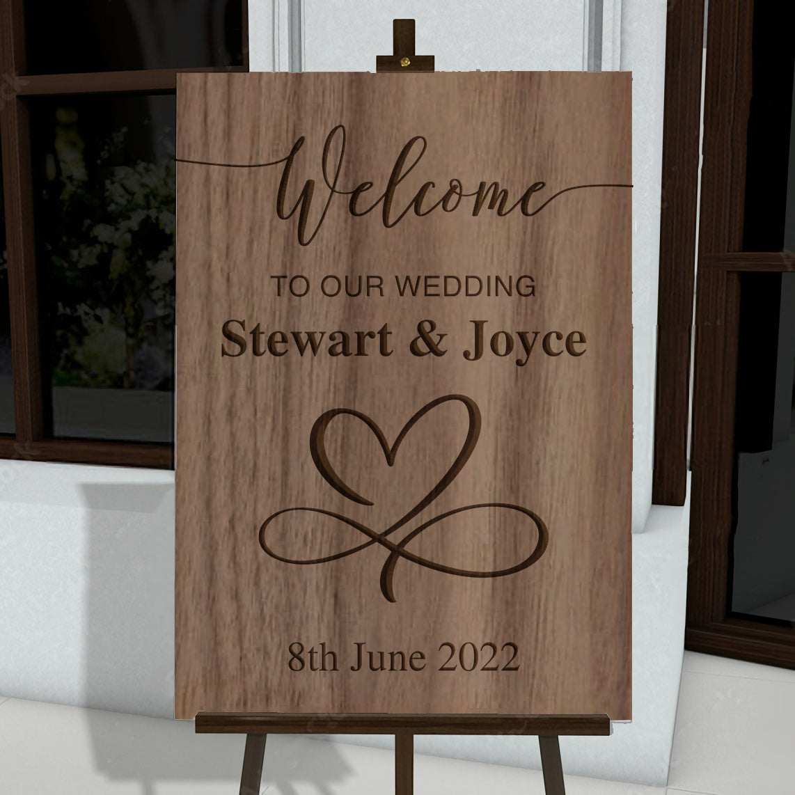 Custom Timber Wedding Welcome Sign, Personalised Rustic/ Vintage/  Boho, Country Hippie style Wooden Names, Ceremony/ Event/ Engagement/ Bridal Shower/ Birthday Signage on Easel